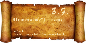 Blemenschütz Fanni névjegykártya